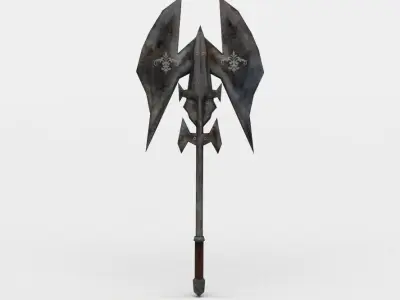 Axe sword with two wings Low-poly 3D model
