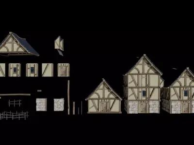 Medieval House Collection Low Poly Free low-poly 3D model