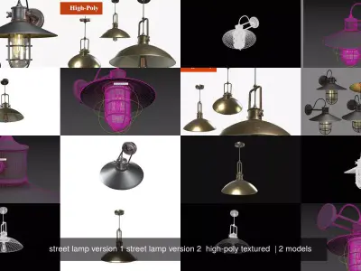 street lamp version 1 street lamp version 2  high-poly textured  3D Model Pack purchase