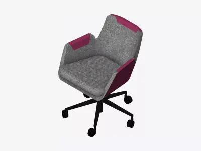 Furniture - Chair - Contemporary - Low - Swivel - Star Castors Low-poly 3D model