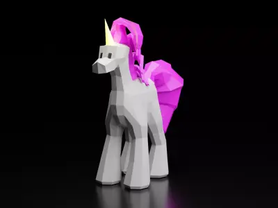 Low Poly Unicorn Toy Low-poly 3D model
