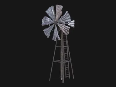 POST APO IMPROVISED WINDMILL WIND TURBINE GENERATOR SURVIVAL Low-poly 3D model