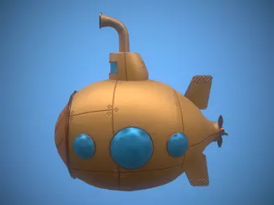 Submarine Low-poly 3D model 6