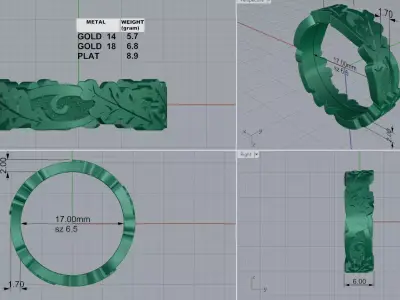 Floral Vintage Pattern Wedding Band including 2 sizes 3D print model