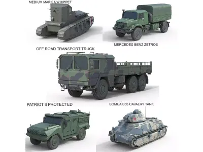 5 Military Vehicles Collection v32 Low-poly 3D model
