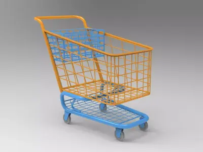 Supermarket Trolley Low-poly 3D model purchase