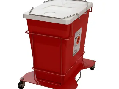 Covidien Foot Pedal Cart and Gallon Hinged Lid Container 3D model