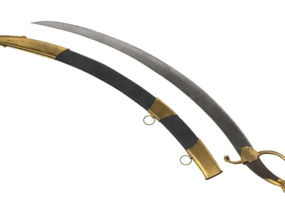 Sabre sword and scabbard Low-poly 3D model