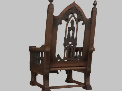 Medieval Wooden Chair Low-poly 3D model purchase