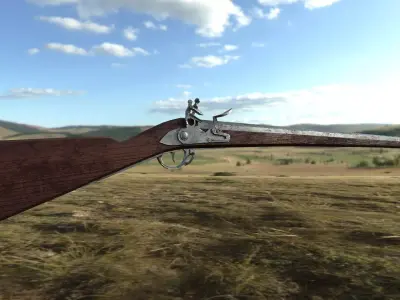 Low poly mukset flintlock rifle Free low-poly 3D model