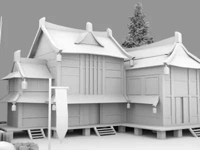 Chinese House Low-poly 3D model