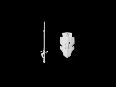 Crown Protector - Sword and Shield Low-poly 3D model