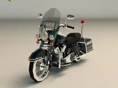 Low Poly Police Motorcycle 01 Low-poly 3D model