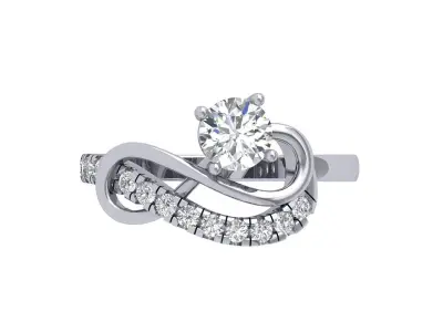 Solitaire Engagement Ring 3D print model 91