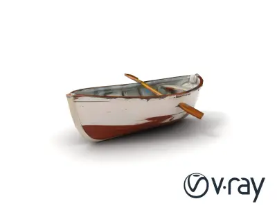 Rustic Rowboat with Oars 3D model pack Low-poly 3D model