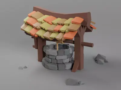3D Low-Poly Stone Well Low-poly 3D model