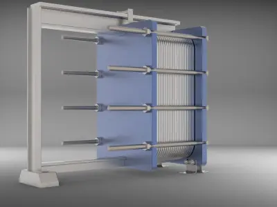 Fluxo Plate Heat Exchanger CAD Model 3D model