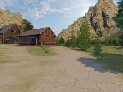 Medieval River Village 3D model