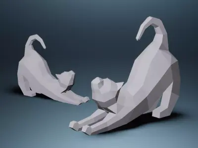 Cat Low Poly Geometric Model  Low-poly 3D model