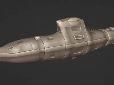 Lowpoly Gameready Submarine 3d Model PBR Textures Low-poly 3D model