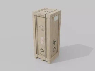 Tall Wooden Crate - Customizable Shipping Box Low-poly 3D model