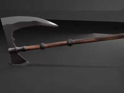 Double-Bladed Fantasy Axe  Low-poly 3D model