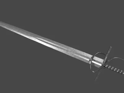 Excalibur sword with Flamberge handle Low-poly 3D model