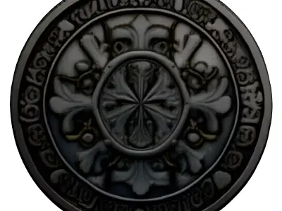 Ornate Silver Coin 3D Model Low-poly 3D model