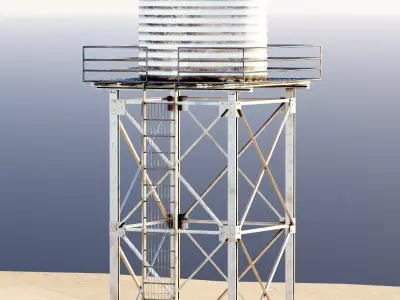 Industrial Water Tower 3D Model 3D model