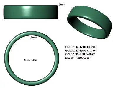 6mm Wide Plain Band  3D print model