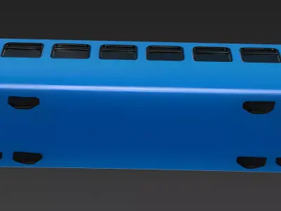 Stylized Cartoon Toy Train Blue Car 3D Model Low-poly 3D model