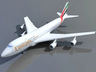  UAE 3D Boeing 747 with Texture of Emirates Airline 3D model