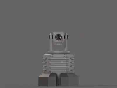 PBR Turret Gun 03 Grey Low-poly 3D model