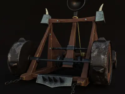 Stylized catapult Free low-poly 3D model