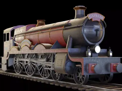 Locomotive GWR 4900 class 5972 Olton Hall Hogwarts Express Low-poly 3D model