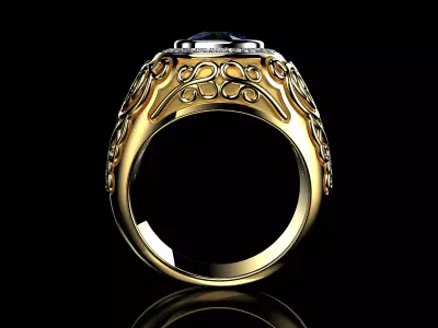 Elegant Cushion Men Ring 3dm STL Ready for Casting Model N1687 3D print model