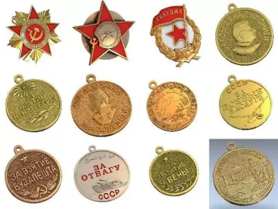 12 sets of Russian medals 3D print model