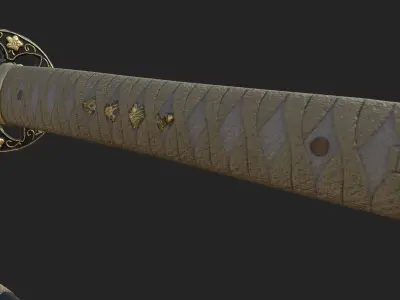Katana Low Poly 3D Model Game Friendly Low-poly 3D model