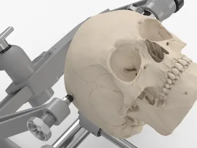 Neurosurgical Cranial Fixation Device with Skull 3D model