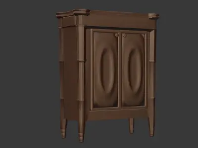 Wooden Antique Dresser Low-poly 3D model