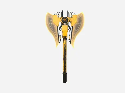 SciFi War Axe B08 Yellow - Sci Fi Weapon Design Low-poly 3D model