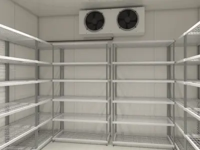 Food Storage Freezer with Metal Racks 3D model