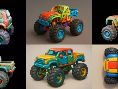 Monster Truck bundle 12 pack 100 glb 3D model