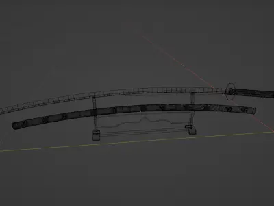 Base Katana with scabbard and Katana stand 3D model