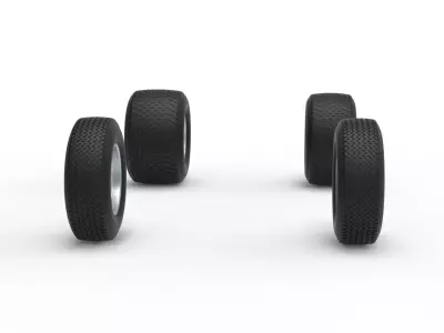 Wheel Set of Dirt Silver Crown Champ car Scale 1 to 25 3D print model