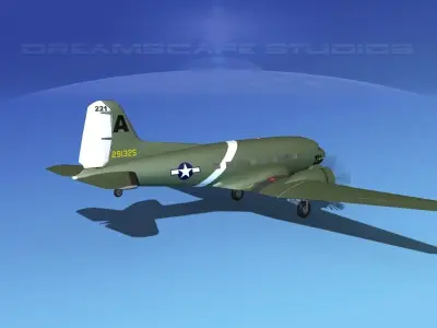 Douglas C-47 Dakota USAAF V4 3D model