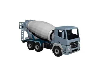 Mercedes Actros Mixer Truck Concrete Cement Transport Vehicle 02 3D model