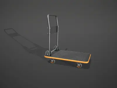 Folding Platform Truck - Trolley - Orange Accents Low-poly 3D model
