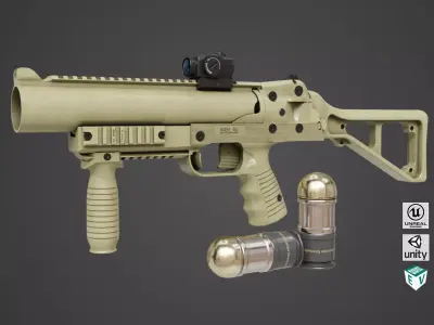 Grenade Launcher 06 Brown All PBR Unity UE Textures Low-poly 3D model
