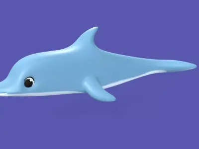 Stylized Toon Dolphin rigged Low-poly 3D model